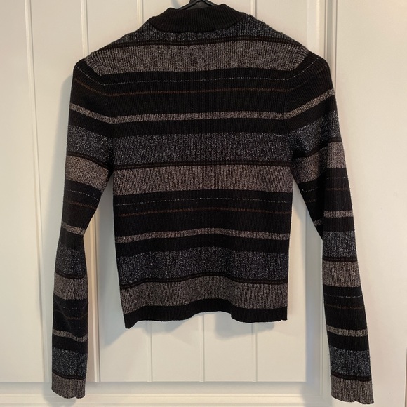 House of Harlow 1960 Fitted Striped Mock Neck Sweater - Picture 2 of 7